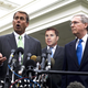 Cosponsors John Boehner, left, and Bruce Braley, middle, told reporters how the bill would make everything all better Tuesday.